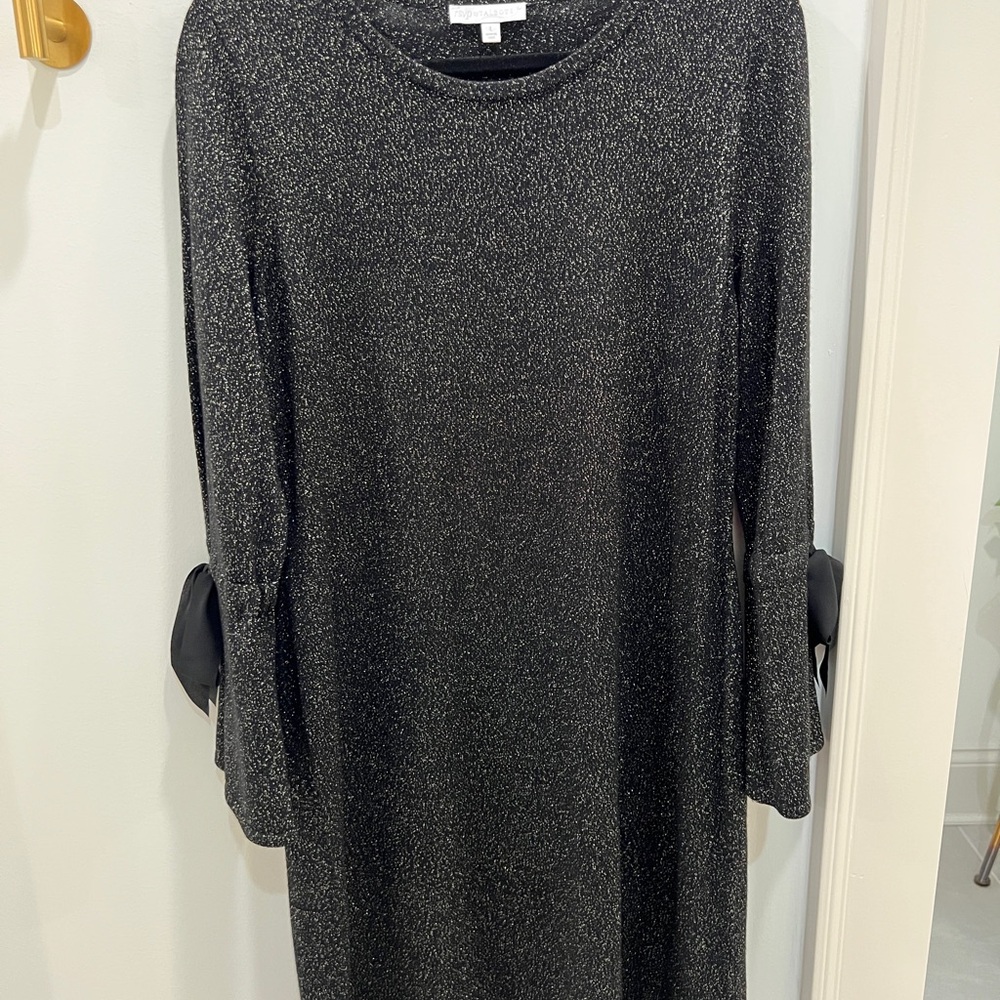 Talbots Black Sparkle Long Sleeve Dress